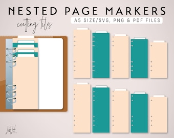 A5 Ring 5 Nested PAGE MARKERS | Ring Planner Die Cutting Files Set | Cutting Template svg, png, pdf | diy planner