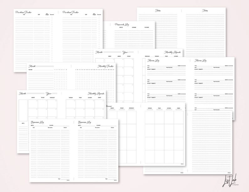 PERSONAL WIDE Size COMPLETE Printable Inserts Bundle for Ring Etsy