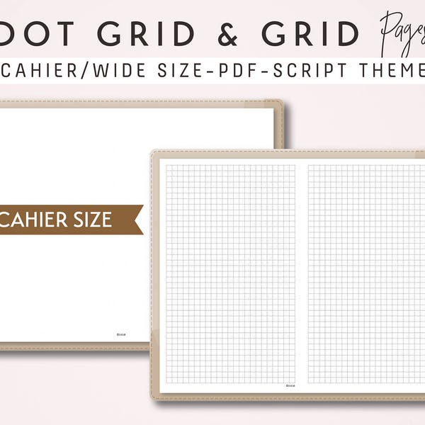 CAHIER SIZE TN Dot Grid and Grid - Printable Traveler's Notebook Insert - Script Theme