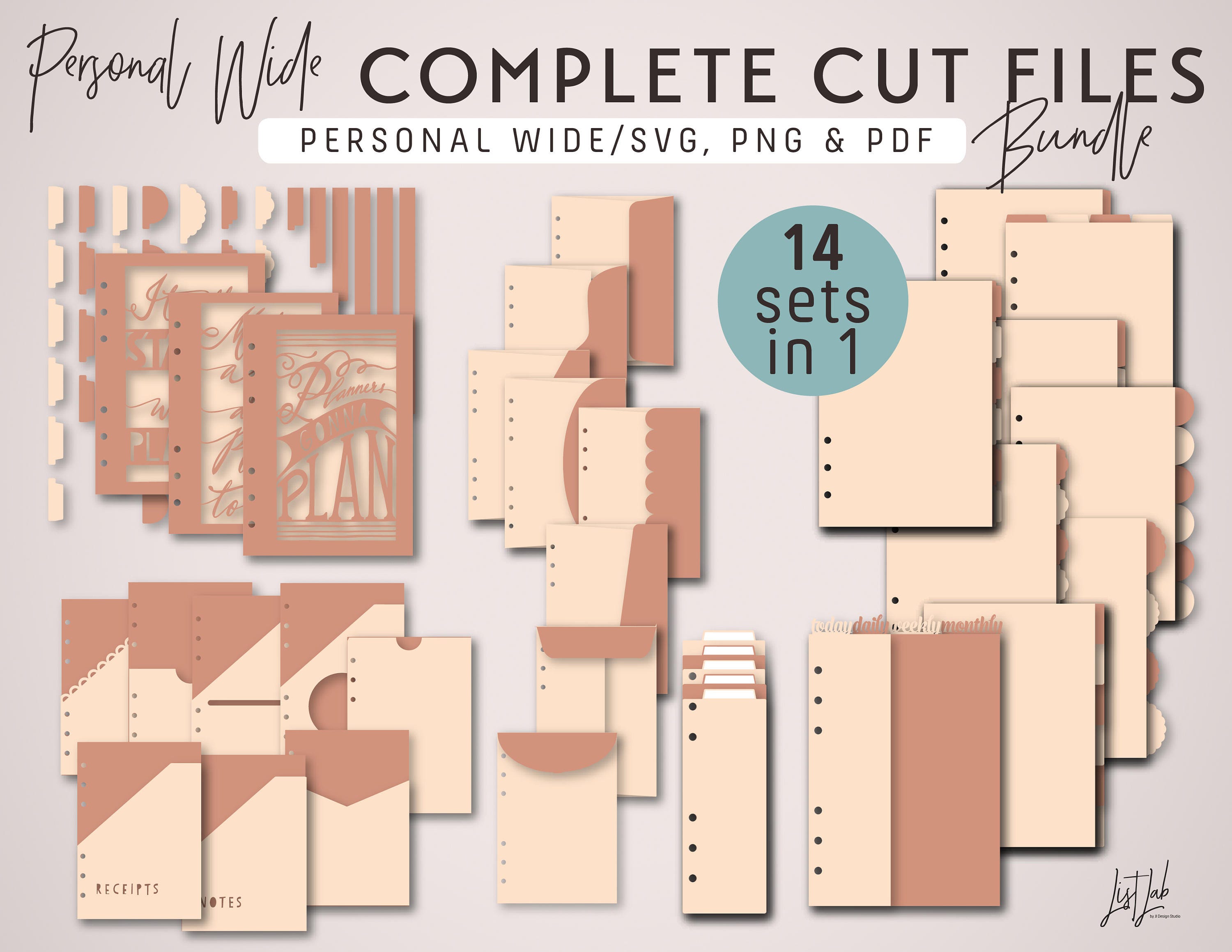 COMPLETE Cutting Files Bundle for Personal Wide Size Planners Etsy