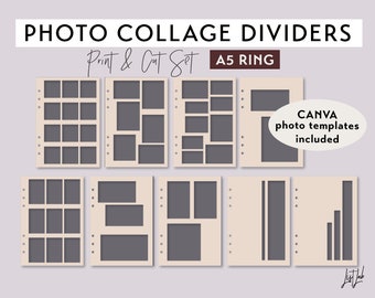 A5 PHOTO COLLAGE DIVIDERS Set – Die Cutting Files - svg, png, pdf | diy planner