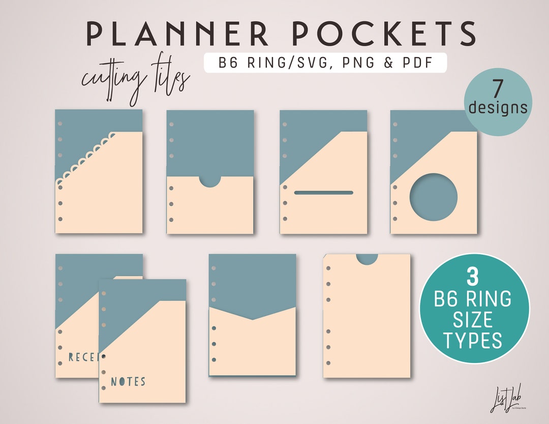 PLANNER POCKETS for B6 Ring Planners – Die Cutting Files (7 Designs ...