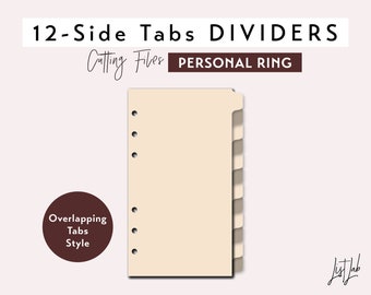 PERSONAL Ring size 12 SIDE Tab Dividers - Overlapping Tabs Style – Die Cutting Files Set - svg, png, pdf | diy planner