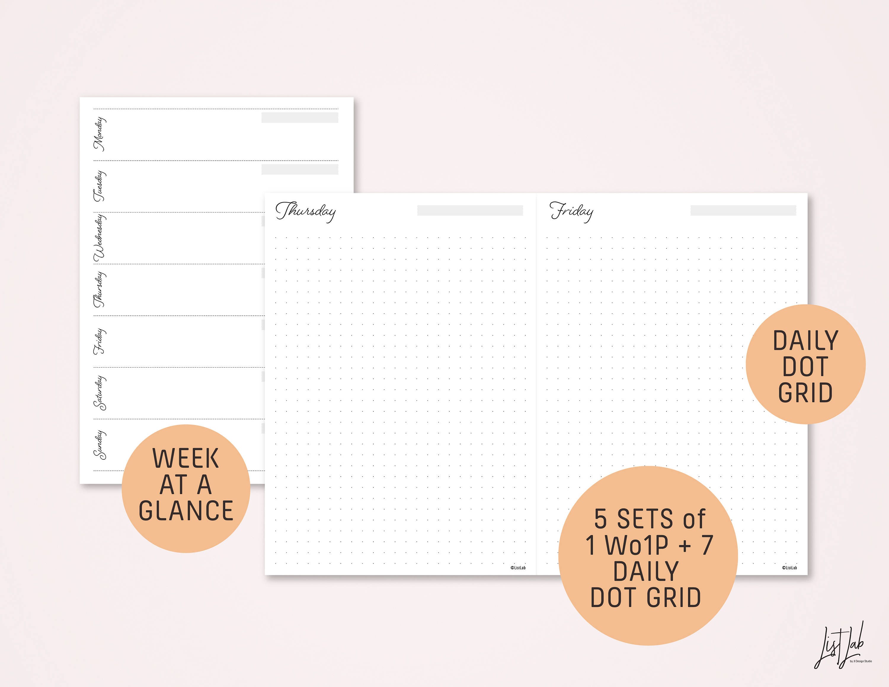 B6 Size Monthly-Weekly-Daily Dot Grid TN Printable Booklet | Etsy