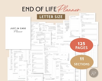 End of Life Planner Printable Kit | Legacy Binder | Letter Size | Just in Case Binder | Estate Planning Organizer PDF
