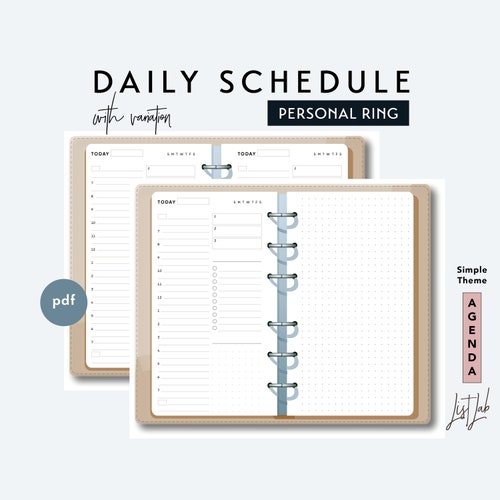 Personal Size DAILY PLANNER Printable Ring Planner Insert Etsy