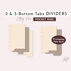 POCKET Ring 2 & 3 BOTTOM Tab Dividers - Overlapping Tabs - Die Cutting Files Set  | Ring Planner Cutting Template |  svg, png, pdf, diy