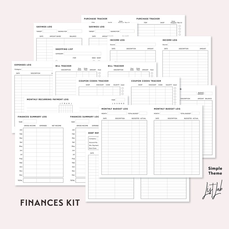 EVERYTHING BUNDLE for Passport size Traveler's Notebook - Printable UNDATED Set - Simple Theme image 2