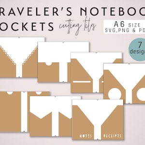 A6 TN Pockets – Traveler&#39;s Notebook  Die Cutting Files (7 Designs) Templates Set- SVG, png, pdf | diy planner