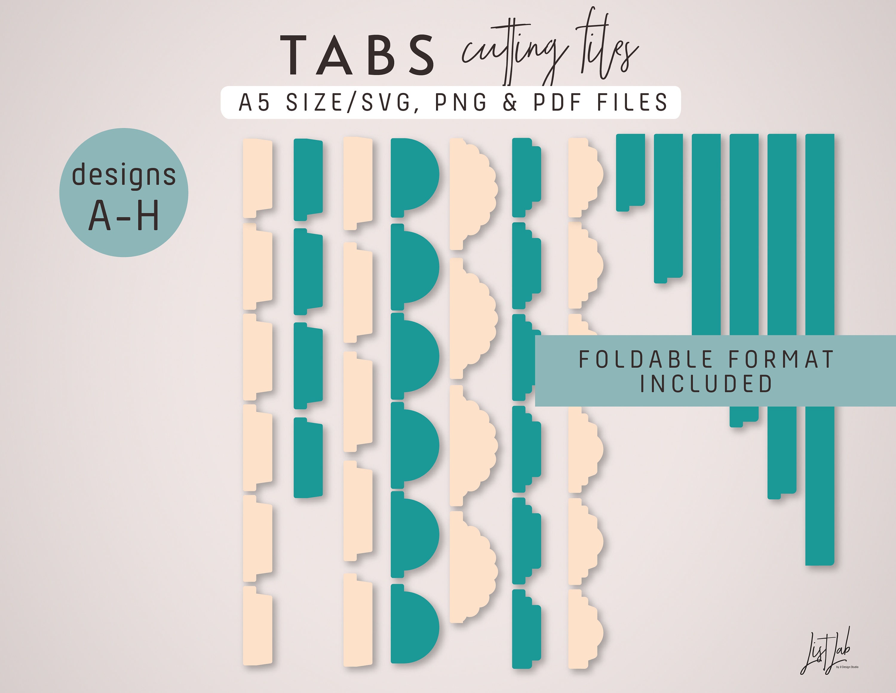 TABS for A5 Planner Die Cutting Files Set Design A to H Etsy