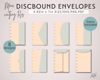 Mini Disc PLANNER ENVELOPES  | Discbound Die Cutting Files Set | Planner Cutting Templates (8 Designs) - svg, png, pdf | diy planner