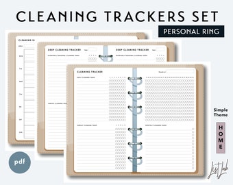 Personal Size CLEANING TRACKERS Set - Printable Ring Planner Insert pdf - Simple Theme