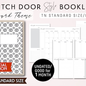 Dutch Door Style Standard Size Monthly-Weekly-Daily Dot Grid TN Printable Booklet Insert