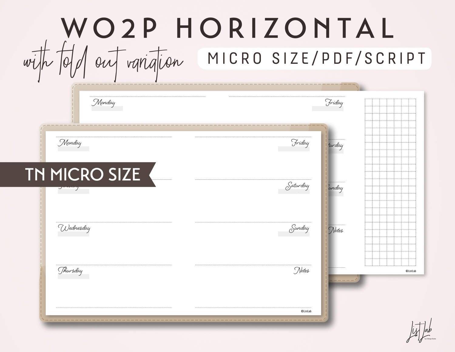 MICRO Size Week on 2 Pages Horizontal With Fold Out Variation WO2P ...