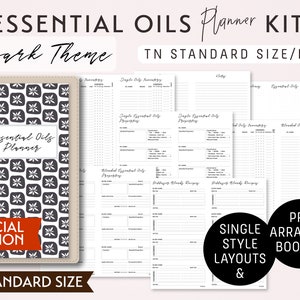Essential Oils Planner Journal Kit Standard Size Traveler&#39;s Notebook Printable Booklet Insert