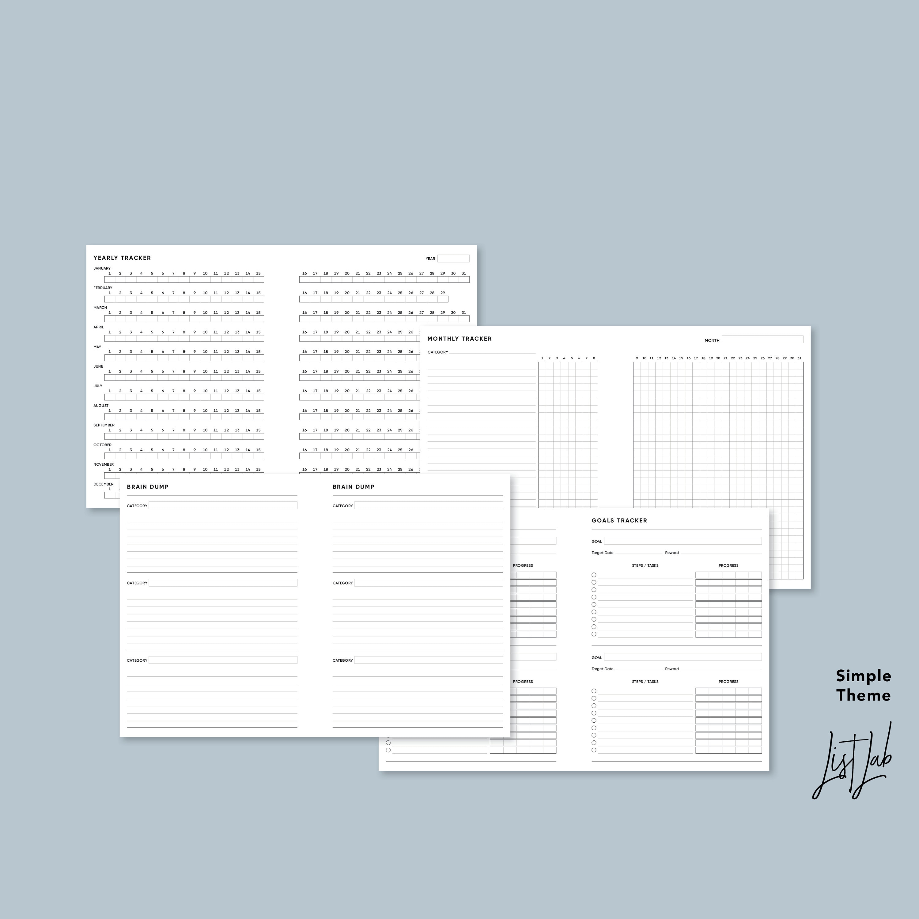 B6 Ring PRODUCTIVITY KIT | Printable Minimalist Ring Planner Inserts ...