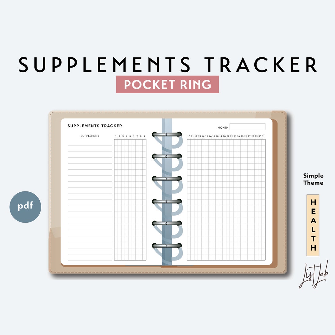 Pocket Ring SUPPLEMENTS TRACKER | Printable Ring Planner Insert | Pdf ...