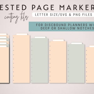 LETTER Size Disc Nested Page Markers | Discbound Planner Die Cutting Files Set | Cutting Template svg, png, pdf | diy planner
