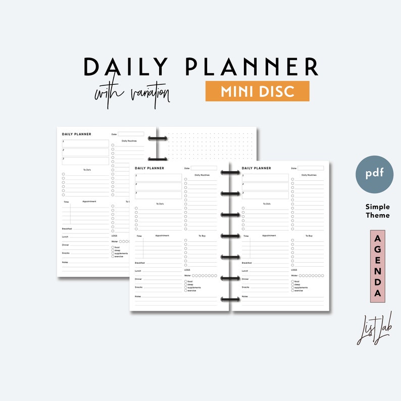 Mini Discbound DAILY PLANNER Printable Discbound Planner | Etsy