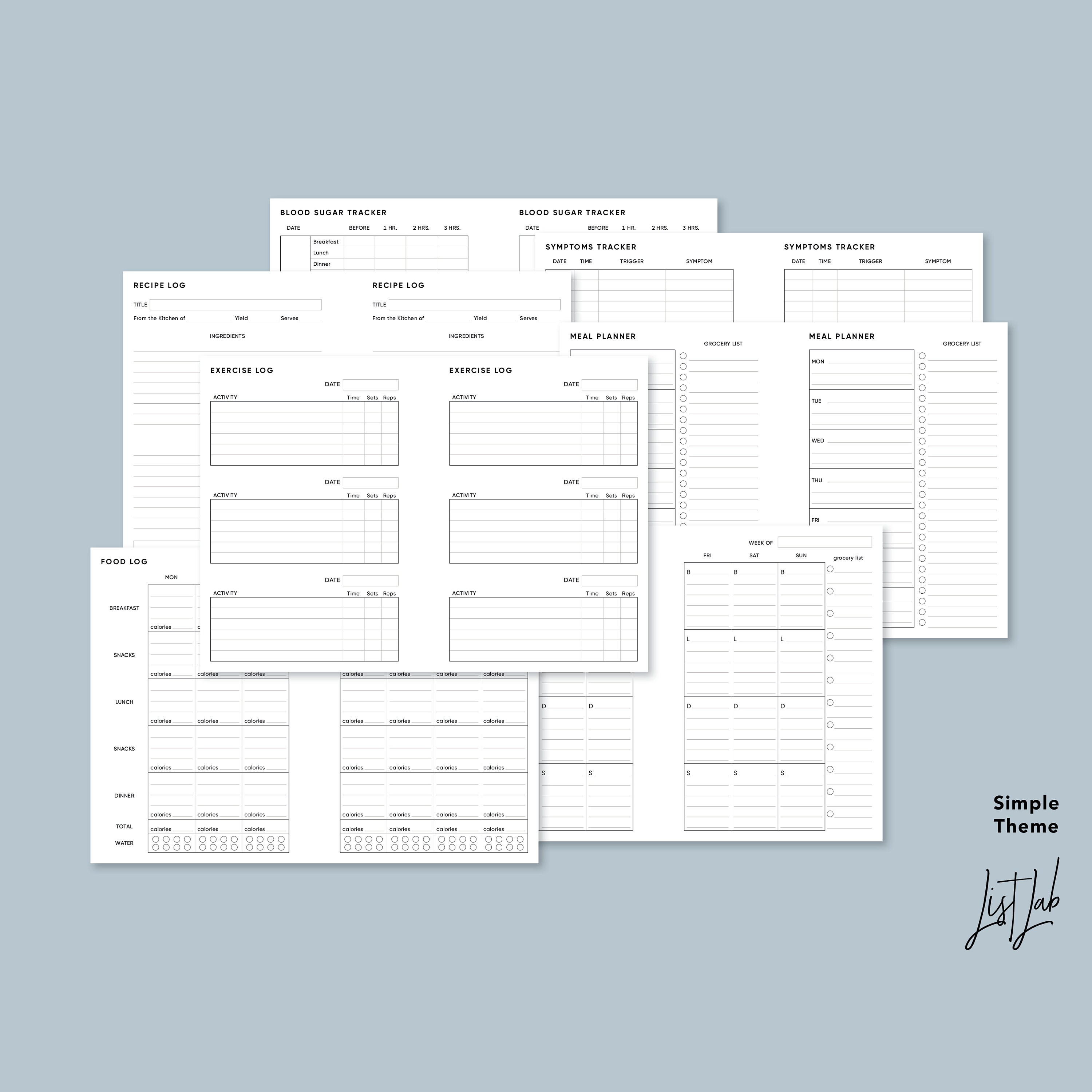 A6 Ring HEALTH KIT | Printable Minimalist Ring Planner Inserts Set ...