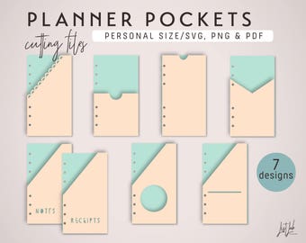 PLANNER POCKETS Personal Size – Die Cutting Files (7 Designs) - svg, png, pdf | diy planner