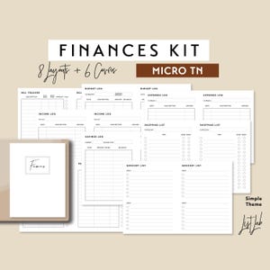 KIT FINANCEMENT Micro TN | Ensemble d'inserts de planificateur de bagues minimalistes imprimables | Simple - 8 mises en page, revenus, dépenses, économies, suivi des factures