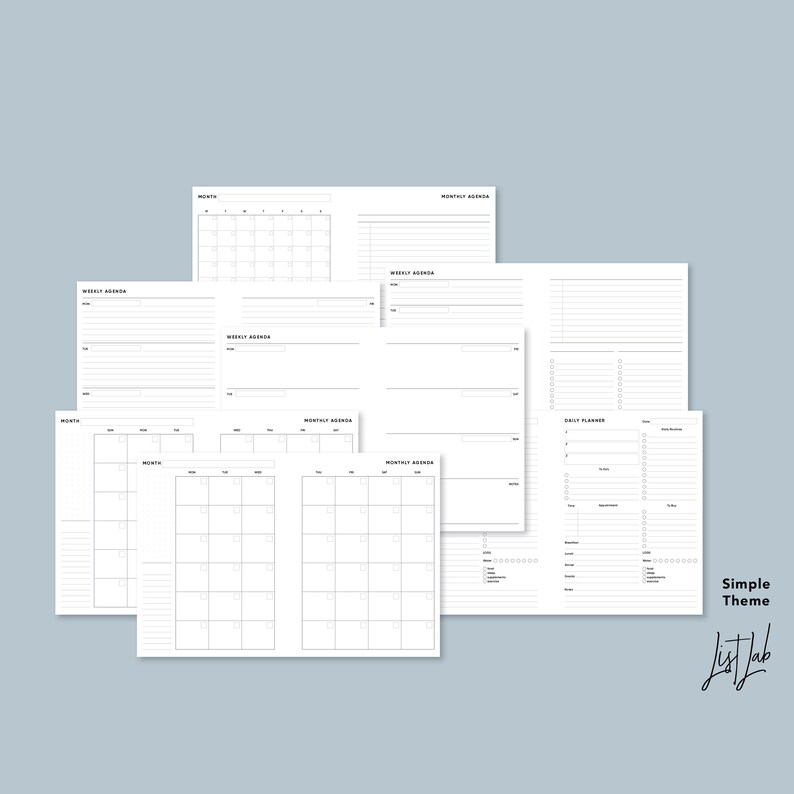 B6 Ring Size AGENDA KIT for Ring Planner Printable PDF | Etsy