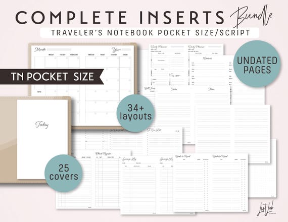 POCKET Size Traveler's Notebook COMPLETE Inserts Bundle - Etsy