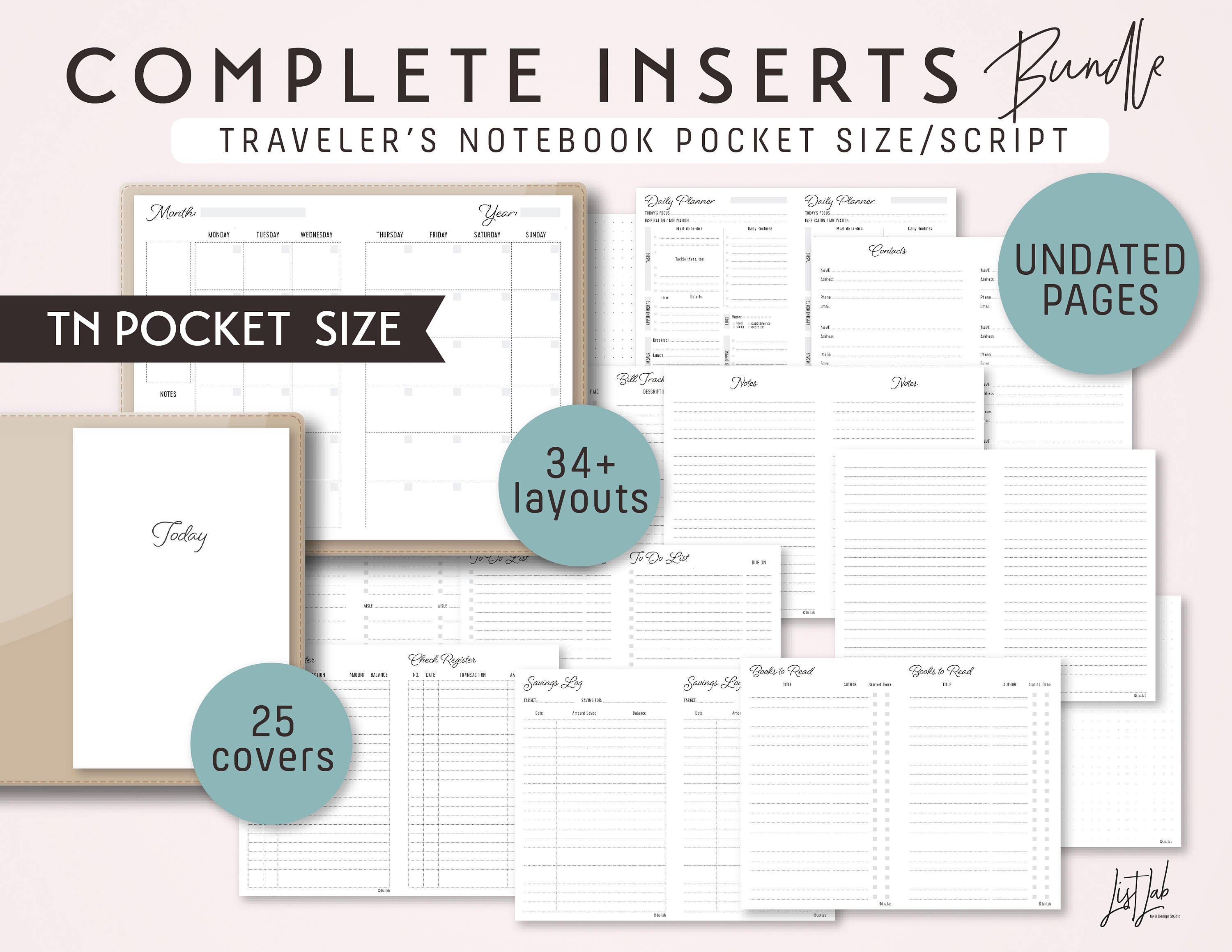 Pocket Ring CHECK REGISTER Printable Insert Set – ListLab