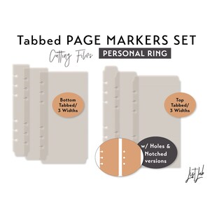 Personal Ring Tabbed Page Markers - 3 widths – Die Cutting Files Set - svg, png, pdf | diy planner
