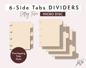 Micro Disc 6 SEITENREIBER-SET für Discbound-Planer | Schneidevorlagen | Überlappende Register (SVG, PNG, PDF) | DIY-Planer
