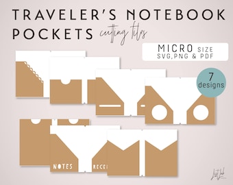 MICRO Size SVG Traveler&#39;s Notebook Pockets – Die Cutting Files (7 Designs) | diy planner
