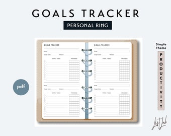 PERSONAL Size GOALS Tracker - Printable Ring Planner Insert PDF - Simple Theme