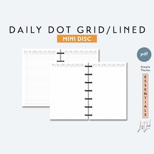 MINI Discbound Daily Dot Grid and Daily Lined Set | Printable Minimalist Discbound Planner Inserts Set | pdf | Simple Theme
