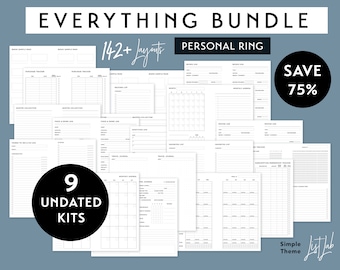 EVERYTHING BUNDLE for Personal Size Ring Planners - Printable UNDATED Set - Simple Theme