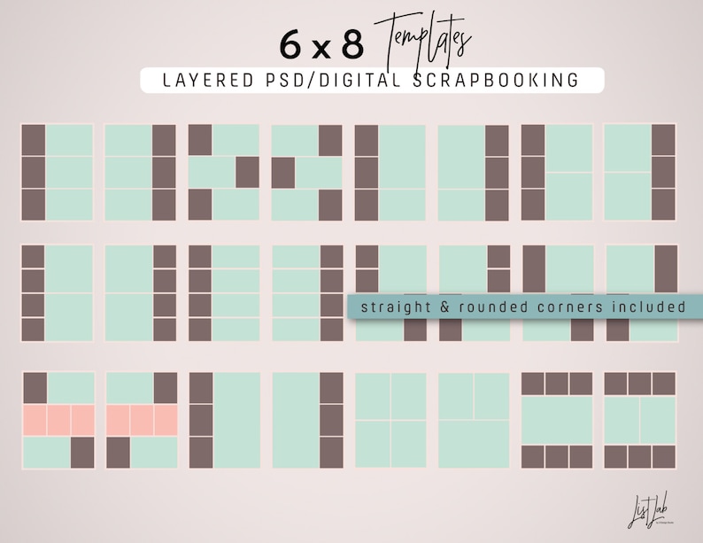 6x8 TEMPLATES for Digital Scrapbooking - Etsy