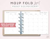 POCKET Size MO2P Month on 2 Pages with Fold | Printable Ring Planner Insert | pdf | Minimalist Planner | Simple Theme