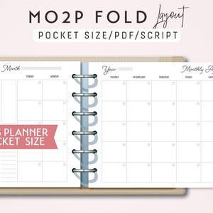 POCKET Size MO2P Month on 2 Pages with Fold | Printable Ring Planner Insert | pdf | Minimalist Planner | Simple Theme