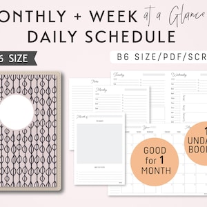 B6 Monthly-Weekly-Daily Schedule TN Printable Booklet Insert