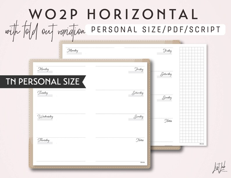 PERSONAL Size Week on 2 Pages Horizontal With Fold Out Variation WO2P ...