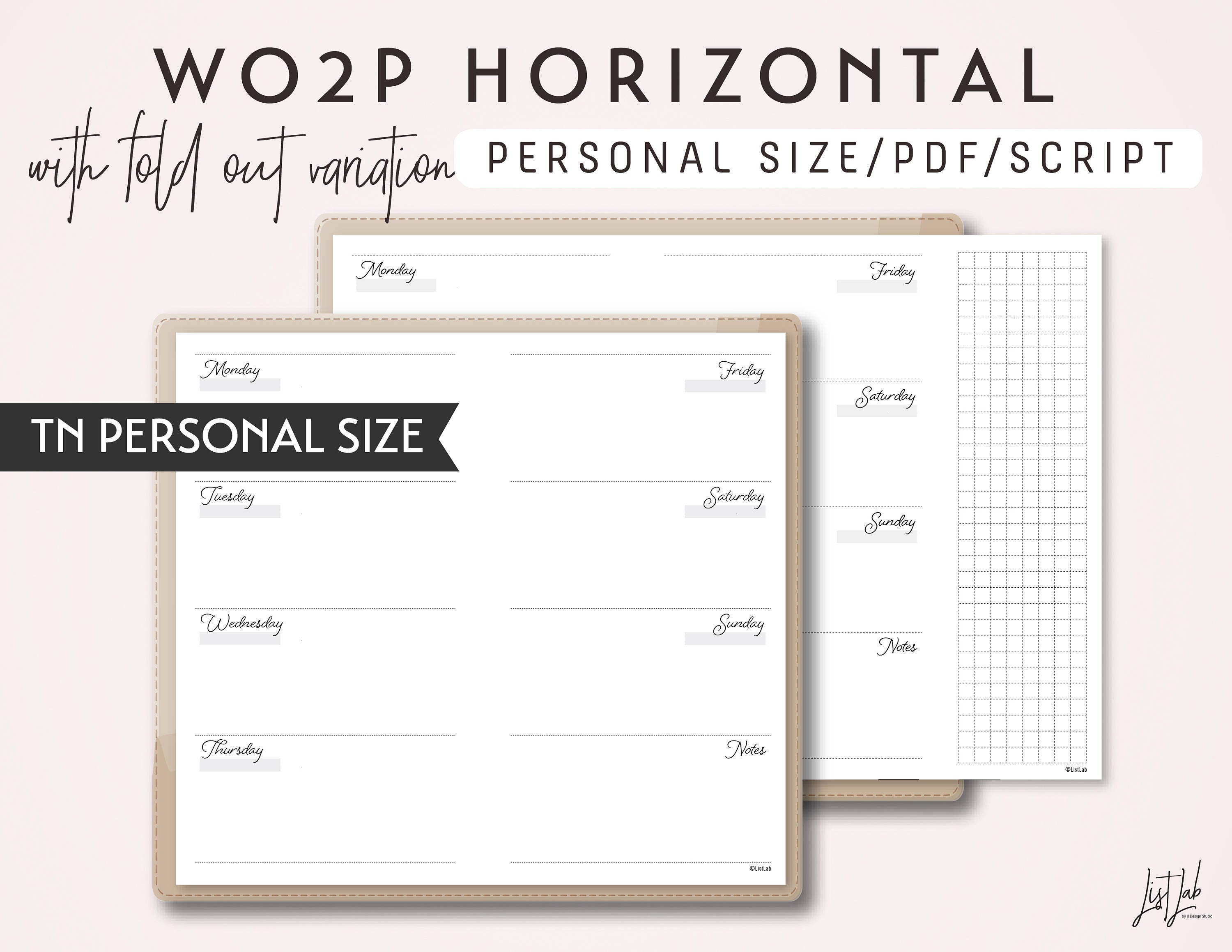 PERSONAL Size Week on 2 Pages Horizontal With Fold Out Variation WO2P ...
