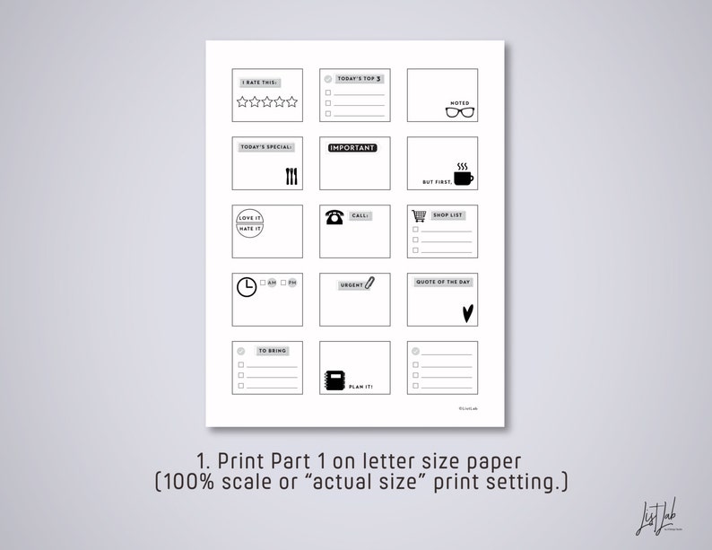 MINI STICKY Notes Printable PDF fits 1.5in by 2in Notepads image 2