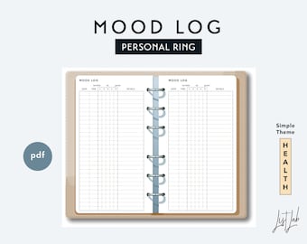 Personal Size MOOD LOG - Printable Ring Planner Insert pdf - Simple Theme