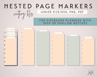JUNIOR Disc Nested Page Markers  | Discbound Planner Die Cutting Files Set | Cutting Template svg, png, pdf | diy planner