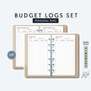 PERSONAL Size BUDGET LOGS Set - Printable Ring Planner Insert pdf - Simple Theme