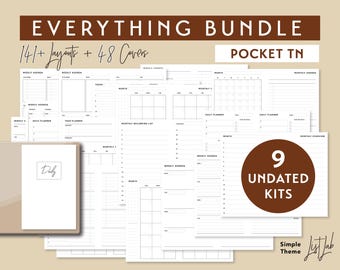 EVERYTHING BUNDLE for Pocket size Traveler's Notebook - Printable UNDATED Set - Simple Theme