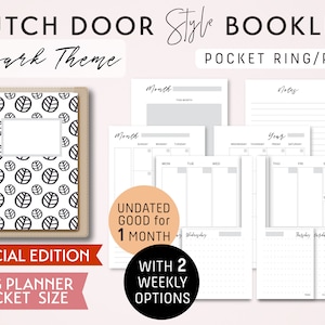 Dutch Door Style POCKET Size Monthly-Weekly-Daily Dot Grid  | Printable Minimalist Ring Planner Inserts Set | pdf | Spark Theme