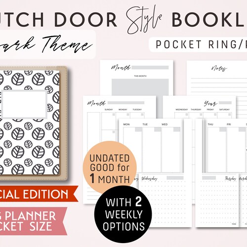 Dutch Door Style A5 and HALF-LETTER Size Monthly-weekly-daily - Etsy