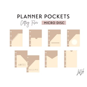 Micro Disc PLANNER POCKETS Discbound Planner Cutting Files Set (7 Designs) | Cutting Templates | Overlapping Tabs svg, png, pdf diy planner