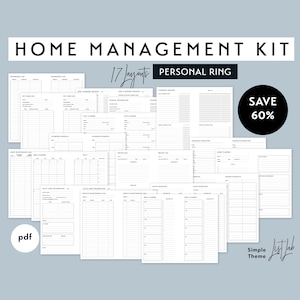 Può includere: Un set di 17 pagine di pianificazione della gestione domestica stampabili in un design semplice in bianco e nero. Le pagine includono un registro delle password, un registro di cura degli animali domestici, un tracker di pulizia profonda, un tracker di pulizia, un pianificatore dei pasti, un registro delle ricette, un programma delle faccende domestiche, un registro di manutenzione dei veicoli e altro ancora. Le pagine sono progettate per essere utilizzate in un raccoglitore ad anelli personale.